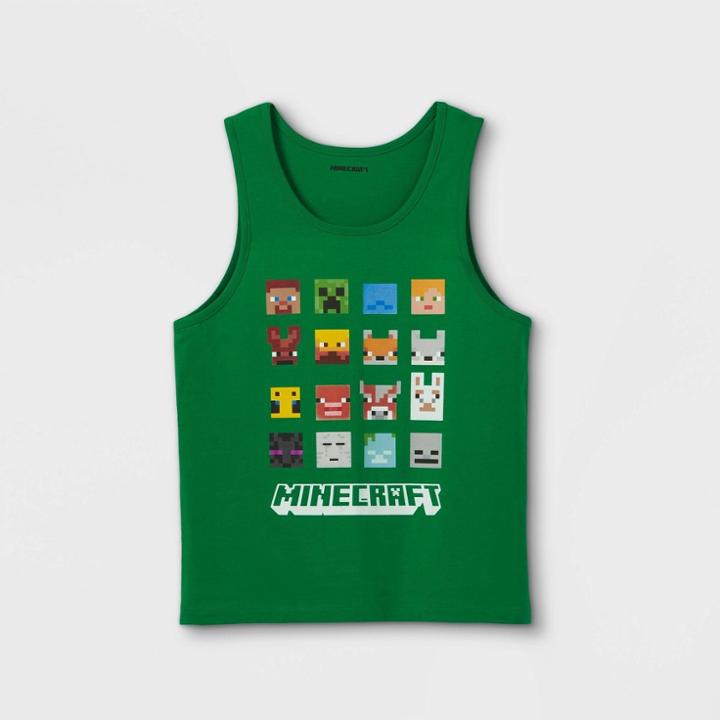 Boys' Minecraft Grid Squares Tank Top - Green
