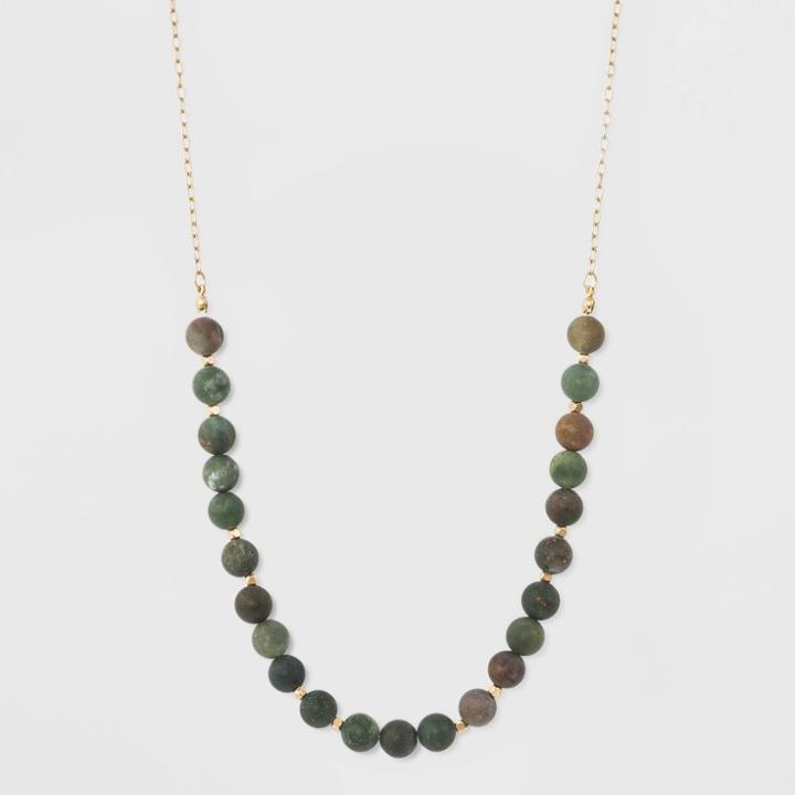 Bead Long Necklace - Universal Thread Green/gold,