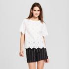 Women's Short Sleeve Eyelet T-shirt - Who What Wear White