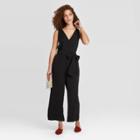 Women's Sleeveless V-neck Cropped Jumpsuit - A New Day Black