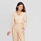 Women's Long Sleeve V-neck Pullover Sweater - A New Day Blush