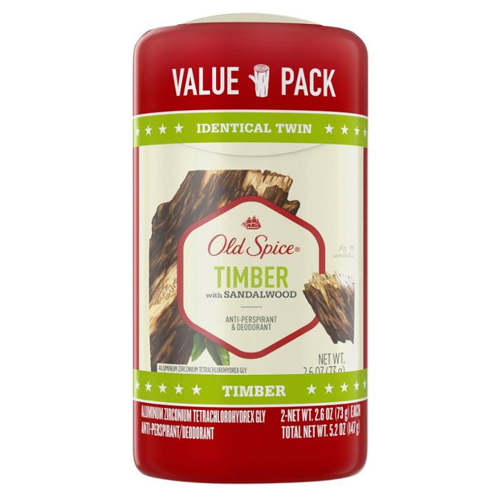 Old Spice Fresher Collection Timber Deodorant 2.6oz Twin Pack