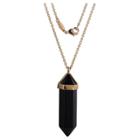 Prime Art & Jewel 18k Gold Over Fine Silver Plated Bronze Genuine Black Agate Chakra Point Necklace - 24 + 2 Extender, Girl's