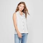 Women's Sleeveless Striped Button-down Shirt - Universal Thread Gray