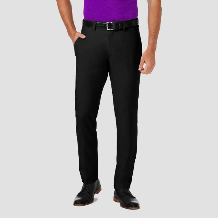 Haggar Men's Cool 18 Pro Slim Fit Flat Front Casual Pants - Black