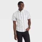 Men's Striped Slim Fit Short Sleeve Button-down Shirt - Goodfellow & Co Off-white/striped