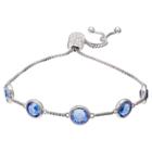 Target Adjustable Bracelet With Blue Round Crystals From Swarovski Silver Plate - Blue/gray