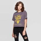 Women's Sunflower Vase Short Sleeve Cropped T-shirt - Mighty Fine (juniors') - Dark Gray