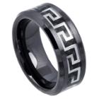 Men's Daxx Greek Key Inlay Band In Ceramic - Black