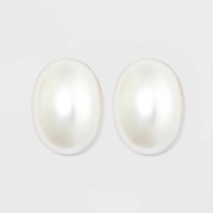 Pearl Stud Earrings - A New Day White, Women's, Beige