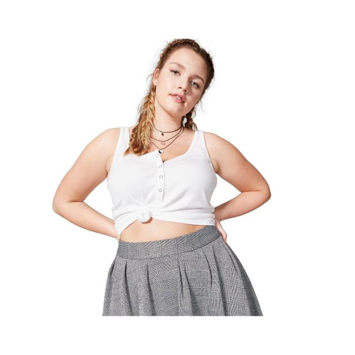 Women's Plus Size Snap Placket Tank Top - Wild Fable Black