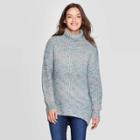 Women's Long Sleeve Mock Turtleneck Gradient Tunic Sweater - Universal Thread Teal L, Women's, Size: