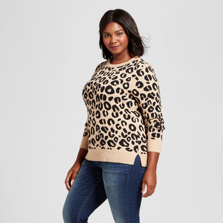 Women's Plus Size Pullover Sweater - A New Day Animal Print