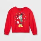 Girls' Disney Minnie Mouse Ugly Fleece Pullover Sweatshirt - Red