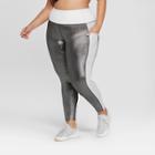 Women's Plus Size 7/8 High-waisted Shine Leggings With Side Pockets - Joylab Gunmetal Black