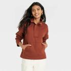 Women's Quarter Zip Sweatshirt - A New Day Brown