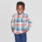 Oshkosh B'gosh Toddler Boys' Long Sleeve Woven Plaid Button-down Shirt - Orange