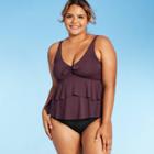 Kona Sol Women's Tiered Tie-front Tankini Top - Kona