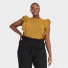 Women's Plus Size Crewneck Short Sleeve Pullover Sweater - Who What Wear Brown