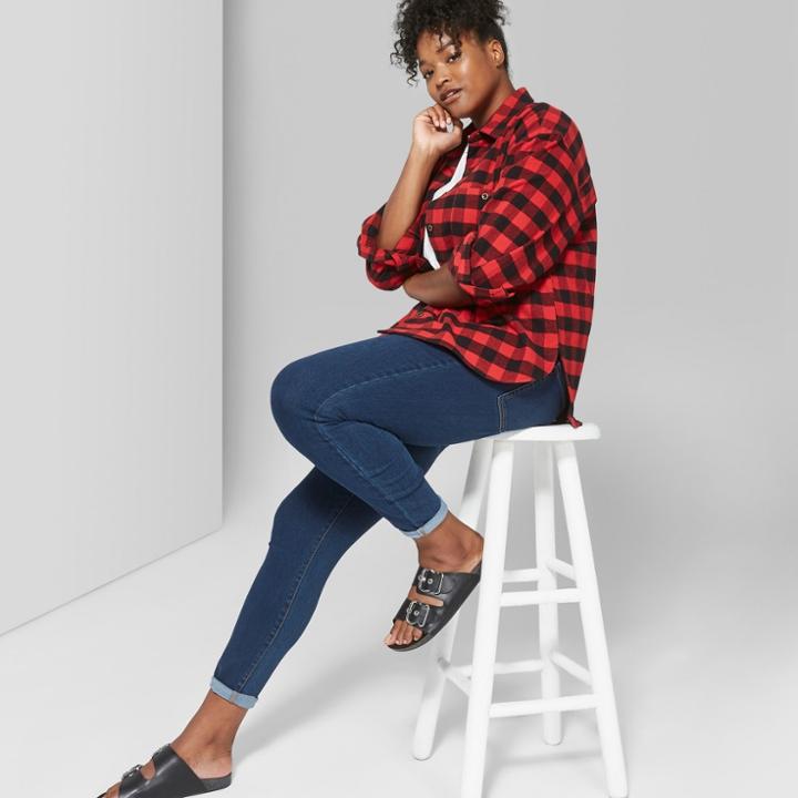 Women's Plus High-rise Skinny Jeans - Wild Fable Dark Wash