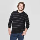Men's Big & Tall Striped Crew Neck Sweater - Goodfellow & Co Black
