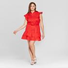Women's Plus Size Ruffle Mini Shirt Dress - Who What Wear Red X