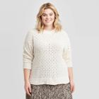Women's Plus Size Crewneck Matte Chenille Pullover Sweater - Ava & Viv Cream X, Women's, Ivory