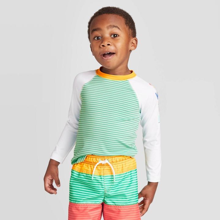Toddler Boys' Long Sleeve Swim Rash Guard - Cat & Jack Green 18m, Toddler Boy's