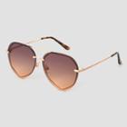 Women's Tortoise Shell Print Tear Drop Aviator Sunglasses - Universal Thread Brown