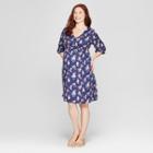 Maternity Floral Print Fit & Flare Dress - Isabel Maternity By Ingrid & Isabel Navy Xs, Women's, Blue
