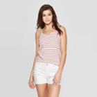 Women's Striped Sleeveless V-neck Cross Back Cami - Universal Thread Red