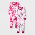 Toddler Girls' 2pk Birds 100% Cotton Snug Fit Pajama Jumpsuit - Cat & Jack Pink