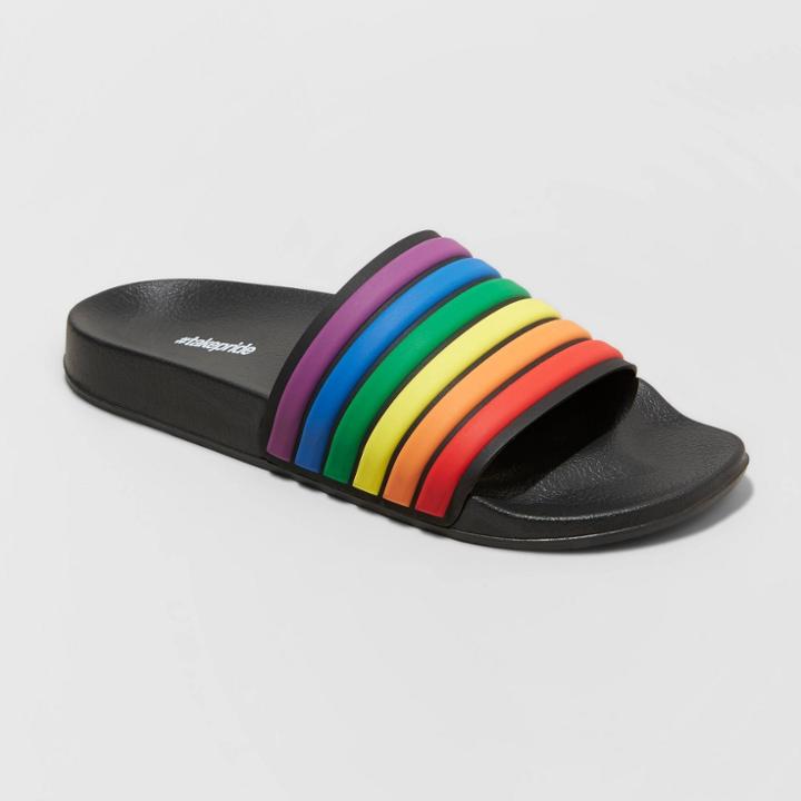 Ev Lgbt Pride Pride Gender Inclusive Adult Rainbow Slide Sandals - Xs, Adult Unisex,