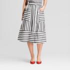 Women's Striped Button-down Birdcage Skirt - Who What Wear Black/white 12, Black/white