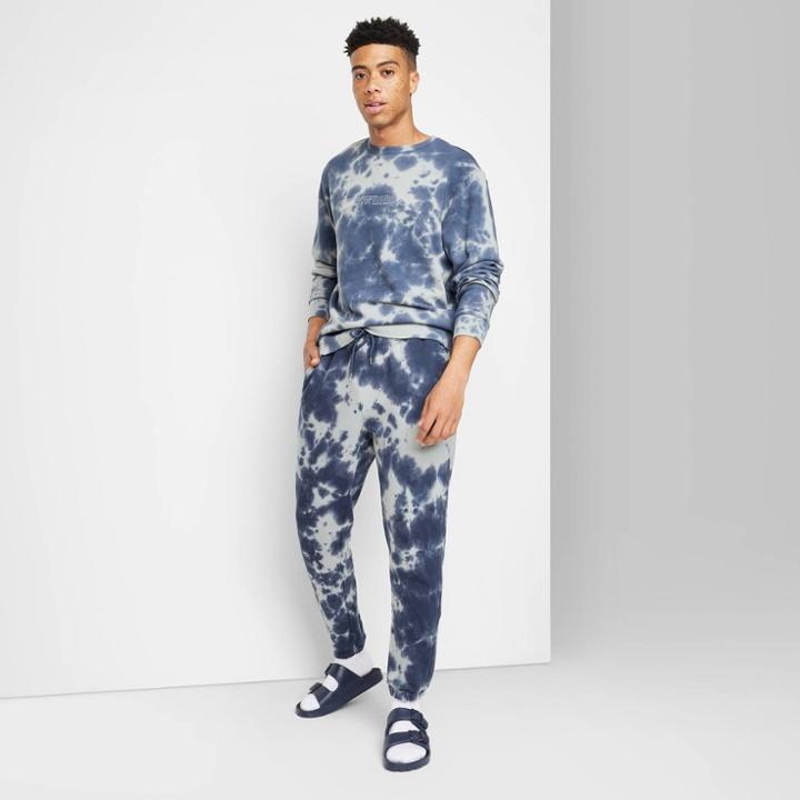 Adult Regular Fit Tie-dye Knit Joggers - Original Use Blue