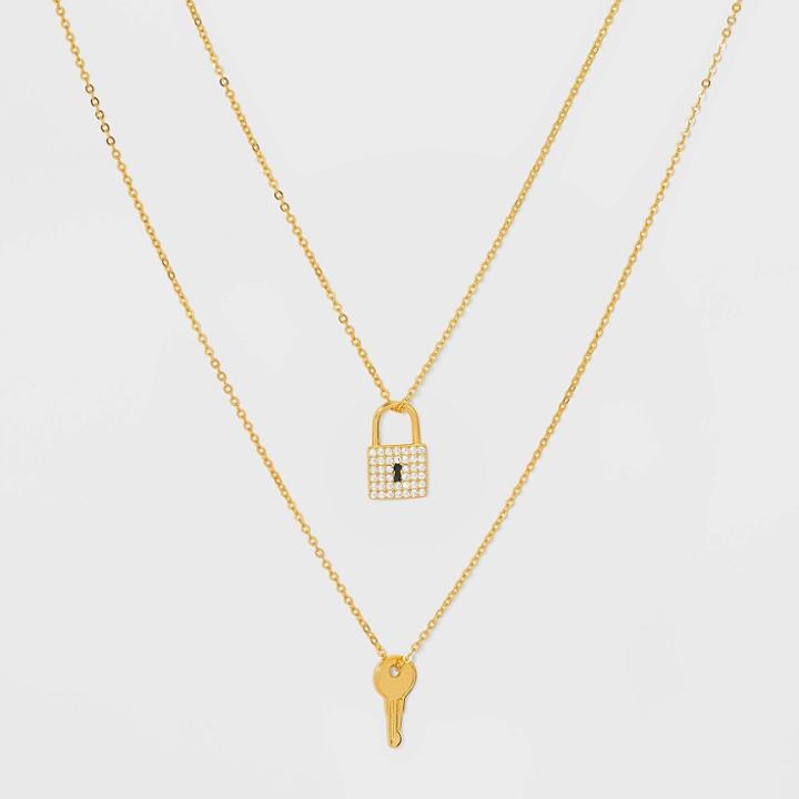 Sugarfix By Baublebar Locket And Key Delicate Layered 14k Necklace - Gold