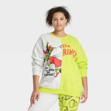 Women's The Grinch Plus Size Colorblock Graphic Sweatshirt - Green