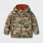 Toddler Boys' Long Sleeve Reversible Puffer Jacket - Cat & Jack Olive Green