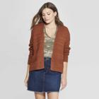 Women's Cardigans Long Sleeve Textured Shorts Open Layering - Universal Thread Brown