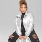 Women's Plus Size Zip-up Puffer Jacket - Wild Fable Silver 2x, Women's,