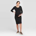 Maternity 3/4 Sleeve T-shirt Midi Dress - Isabel Maternity By Ingrid & Isabel Black