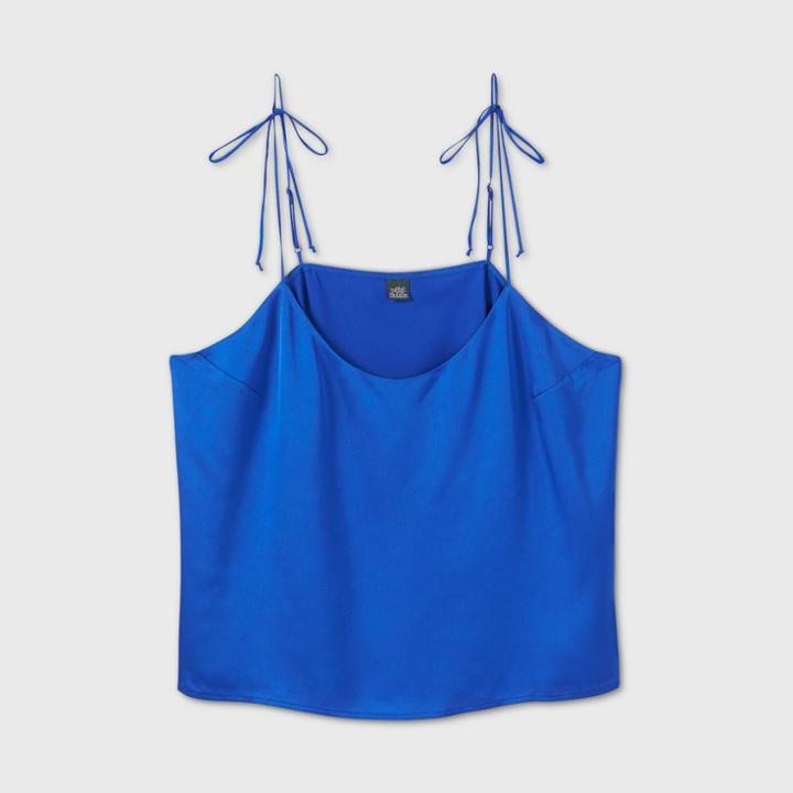 Women's Plus Size Tie Strap Satin Cami - Wild Fable Royal Blue