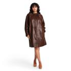 Women's Plus Size Long Sleeve Faux Leather Button-down Dress - Rachel Comey X Target Dark Brown