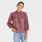 Women's Balloon 3/4 Sleeve Yoke Blouse - Universal Thread Purple Floral