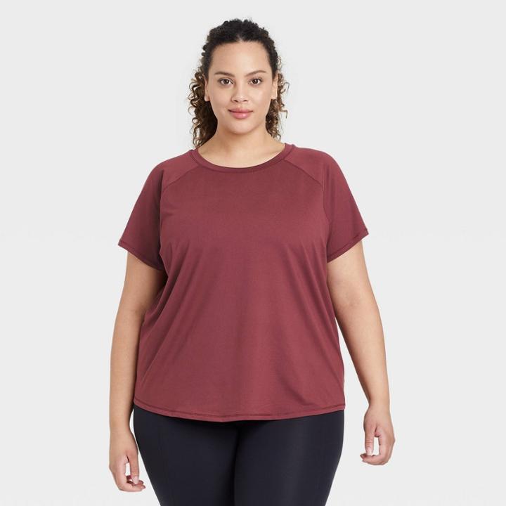 Women's Plus Size Essential Crewneck Short Sleeve T-shirt - All In Motion Garnet Red