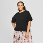 Women's Plus Size Short Sleeve Sweatshirt - Who What Wear Black X