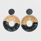 Shell Disc Post With Woven Raffia Drop Earrings - A New Day Black