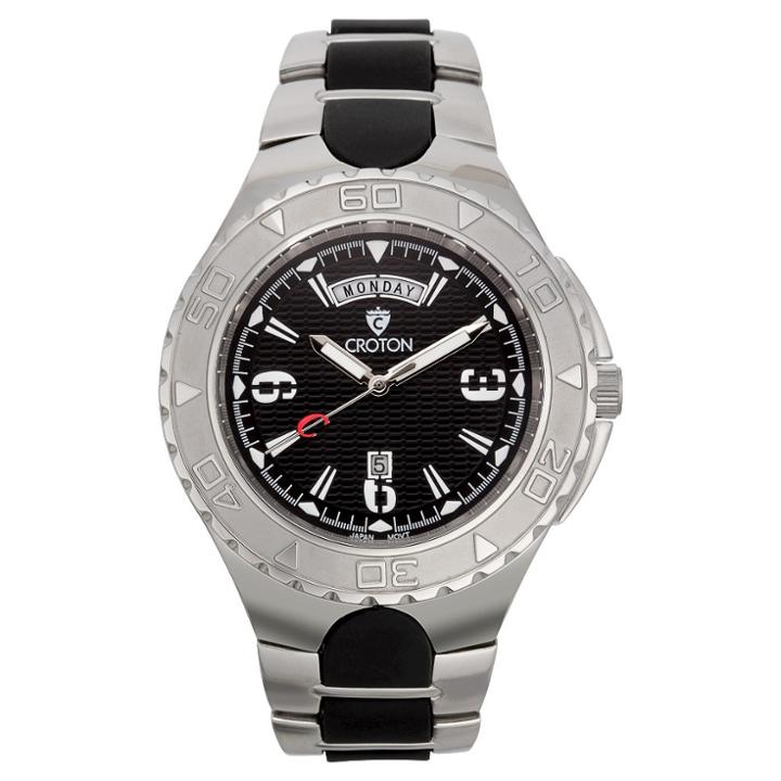 Men's Croton Analog Watch - Two Tone With White Markers, Black