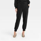 Women's Regular Fit Ruffle Detail Jogger Sweatpants - Who What Wear Black
