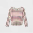 Girls' Rib-knit Striped Long Sleeve Top - Cat & Jack Xs,